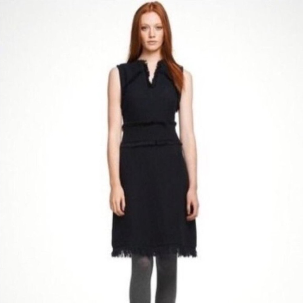 Tory Burch Natalia Navy Tweed Dress Size 0 Sleeveless